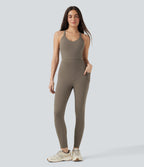 Tummy Control Training Jumpsuit with Pockets-Edition — Dawn Brown — view 3