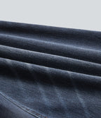 High Waisted Straight Leg Casual Jeans with Pockets — Pageant Blue Denim — view 7