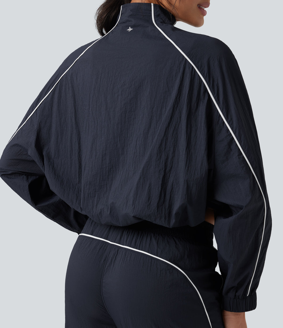 Lightweight Durable Water Repellent Color Block Half Zipper Oversized Hiking Jacket — After Midnight — view 5