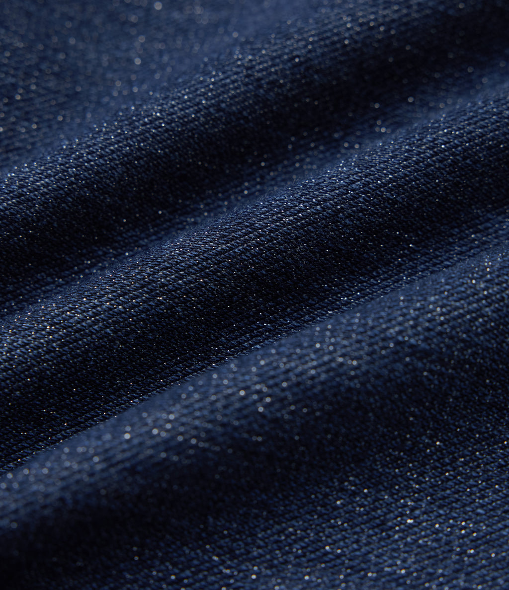 High Waisted Straight Leg Sparkle Casual Jeans with Pockets — Estate Blue Denim — view 7