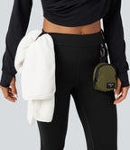 Wear-Resistant Mid Rise Cargo Hiking Leggings with Pockets — Black — view 4