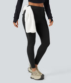 Wear-Resistant Mid Rise Cargo Hiking Leggings with Pockets — Black — view 7