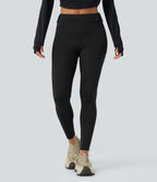 Wear-Resistant Mid Rise Cargo Hiking Leggings with Pockets — Black — view 3