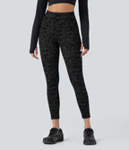 OneForm Seamless Flow High Waisted Speckled 7/8 Yoga Leggings with Pockets — Black — view 1