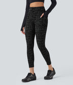 OneForm Seamless Flow High Waisted Speckled 7/8 Yoga Leggings with Pockets — Black — view 3
