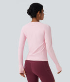 OneForm Seamless Flow Raglan Long Sleeve Thumb Hole Yoga Sports Top — Ballerina — view 2