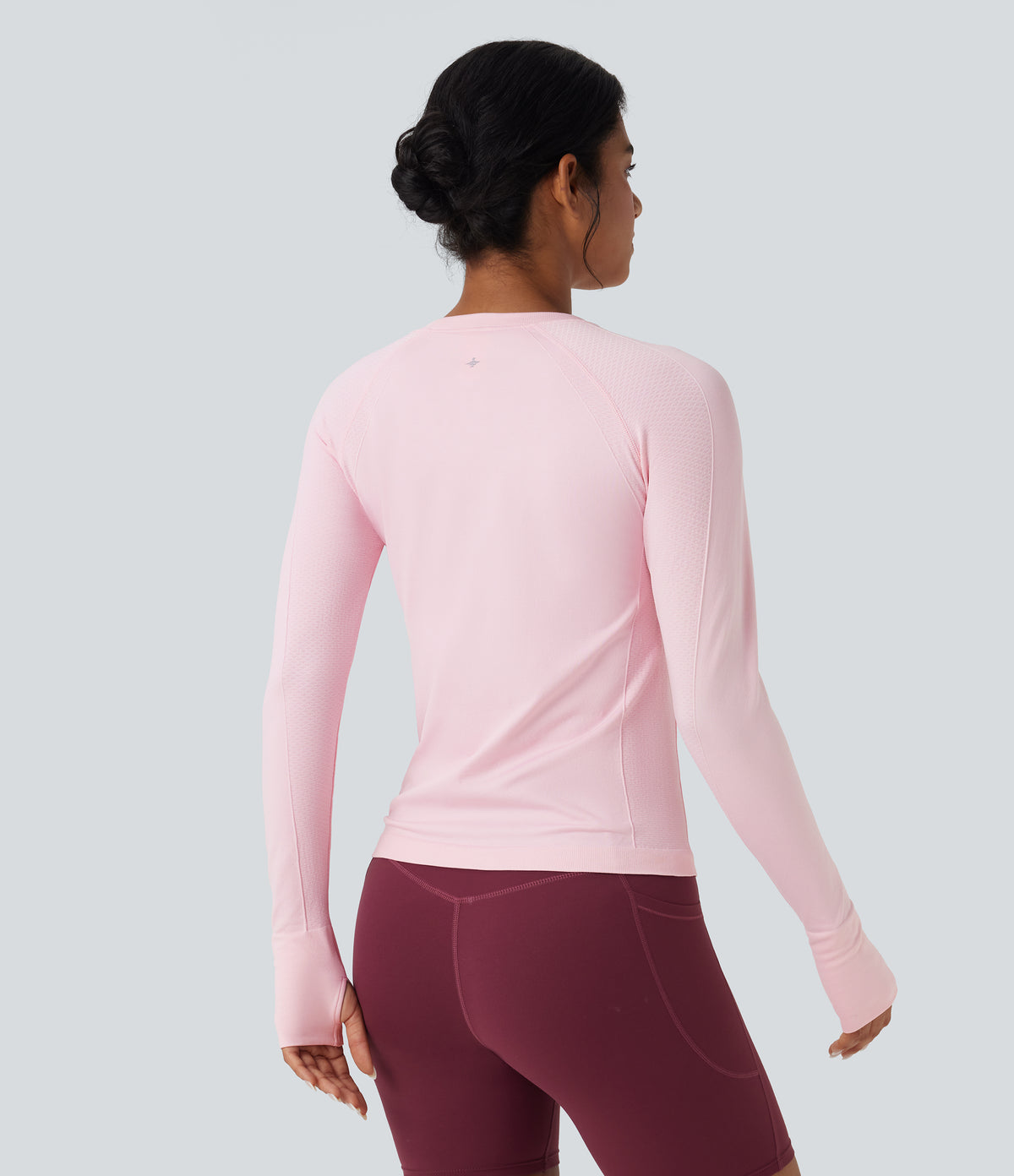 OneForm Seamless Flow Raglan Long Sleeve Thumb Hole Yoga Sports Top — Ballerina — view 2