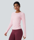 OneForm Seamless Flow Raglan Long Sleeve Thumb Hole Yoga Sports Top — Ballerina — view 3