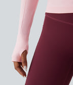 OneForm Seamless Flow Raglan Long Sleeve Thumb Hole Yoga Sports Top — Ballerina — view 6
