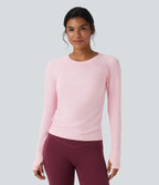 OneForm Seamless Flow Raglan Long Sleeve Thumb Hole Yoga Sports Top — Ballerina — view 1