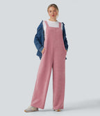 Tie Back Chenille Waffle Casual Dungarees with Pockets — Rose Elegance — view 7