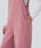 Tie Back Chenille Waffle Casual Dungarees with Pockets — Rose Elegance — view 6