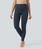 High Waisted Tummy Control Scrunch Shaping Yoga Leggings with Pockets — Carbon — view 2
