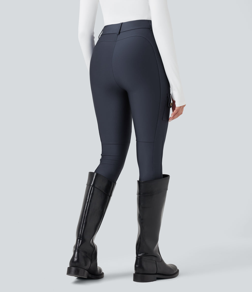 High Waisted Sheen 7/8 Leggings with Pockets — Blue Nights — view 2