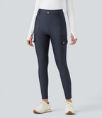 High Waisted Sheen 7/8 Leggings with Pockets — Blue Nights — view 6