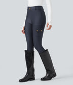 High Waisted Sheen 7/8 Leggings with Pockets — Blue Nights — view 3