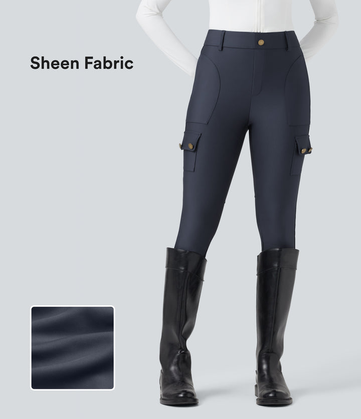 High Waisted Sheen 7/8 Leggings with Pockets — Blue Nights — view 1