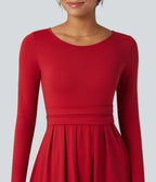 Scoop Neck Long Sleeve Flare Maxi Casual Dress with Pockets — Emboldened — view 4