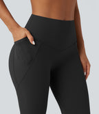 High-waisted Tummy Control Butt-lifting Training 7/8 Leggings with Pockets — Black — view 6