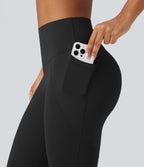 High-waisted Tummy Control Butt-lifting Training 7/8 Leggings with Pockets — Black — view 7