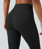 High-waisted Tummy Control Butt-lifting Training 7/8 Leggings with Pockets — Black — view 5