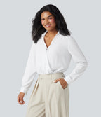V Neck Long Sleeve Quick Dry Work Shirt Bodysuit — White — view 5