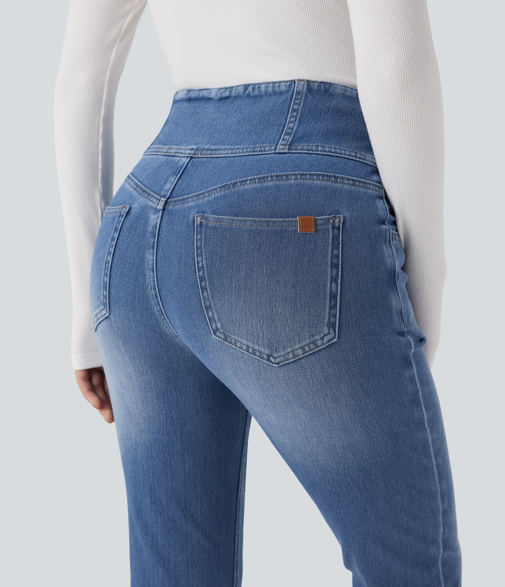 High-waisted Casual Skinny Jeans with Pockets — Blue Jasper Denim — view 5