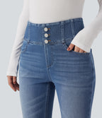High-waisted Casual Skinny Jeans with Pockets — Blue Jasper Denim — view 4