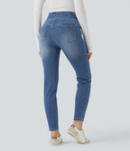High-waisted Casual Skinny Jeans with Pockets — Blue Jasper Denim — view 2