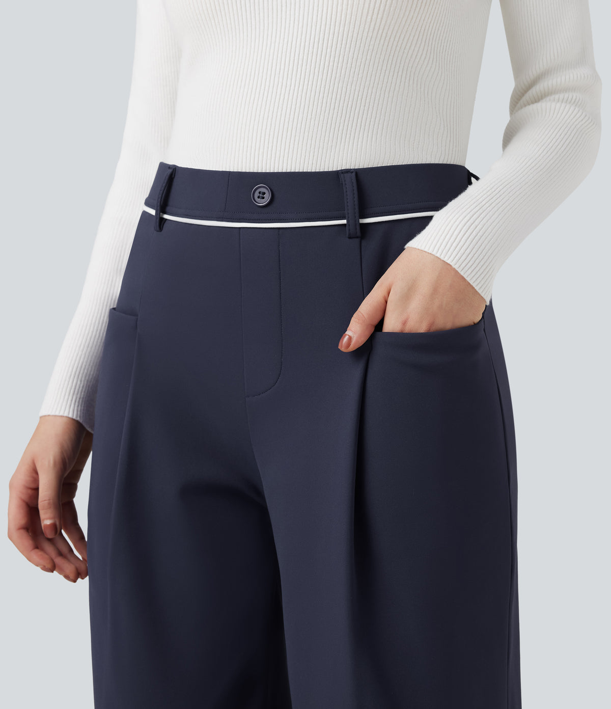 Plush Thermal Mid Rise Straight Leg Work Trousers with Pockets — Overture — view 4
