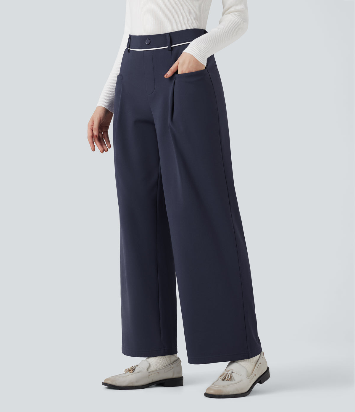 Plush Thermal Mid Rise Straight Leg Work Trousers with Pockets — Overture — view 3