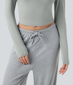Henley Neck Long Sleeve Lounge Top — Belgian Block — view 5