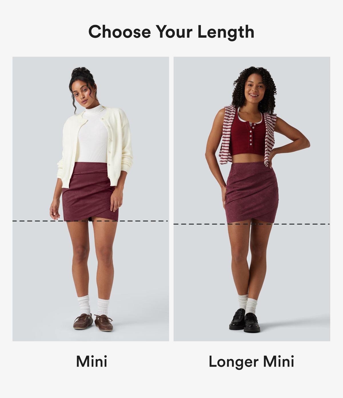 High Waisted Ruched Crossover Hem Bodycon Mini Suede Casual Skirt — Chocolate Truffle — view 2