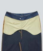 Mid Rise Crossover Tummy Control Straight Leg Casual Jeans with Pockets — Blue Surf Denim — view 7