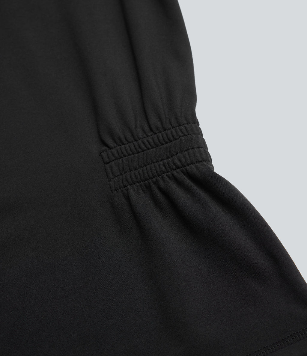 Plush Long Sleeve Ruched Yoga Sports Top — Black — view 8