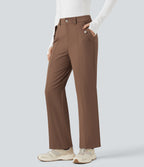 Durable Water Repellent Mid Rise Straight Leg Hiking Trousers with Pockets — Pecan Pie — view 3