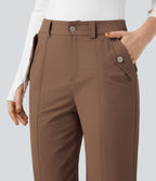Durable Water Repellent Mid Rise Straight Leg Hiking Trousers with Pockets — Pecan Pie — view 4