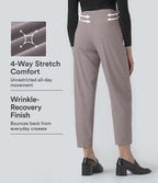 Mid Rise Tummy Control Micro Waffle Work Tapered Trousers with Pockets — Satellite — view 1