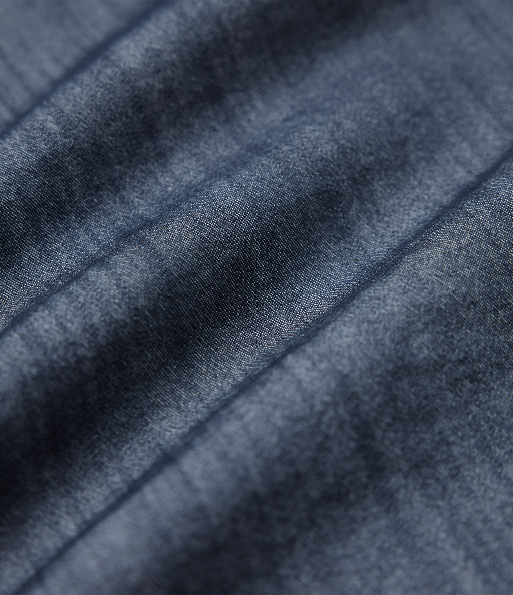 Wrinkle-Resistant High Waisted Drawstring Wide Leg Denim Like Casual Linen-Feel Trousers with Pockets — Slate Indigo — view 7
