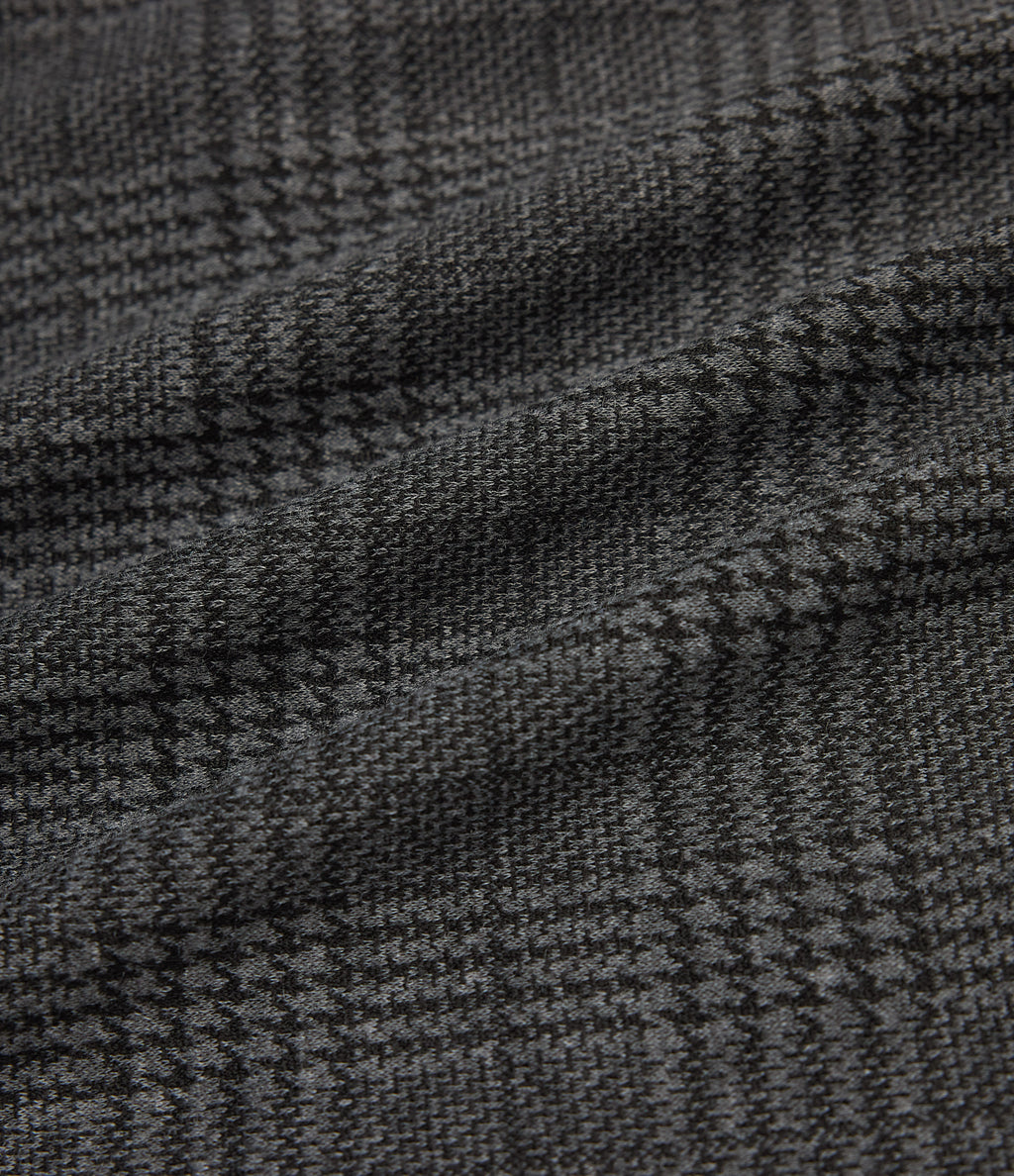 High Neck Sleeveless Bodycon Houndstooth Plaid Midi Work Dress — Charcoal Black Houndstooth Plaid — view 8
