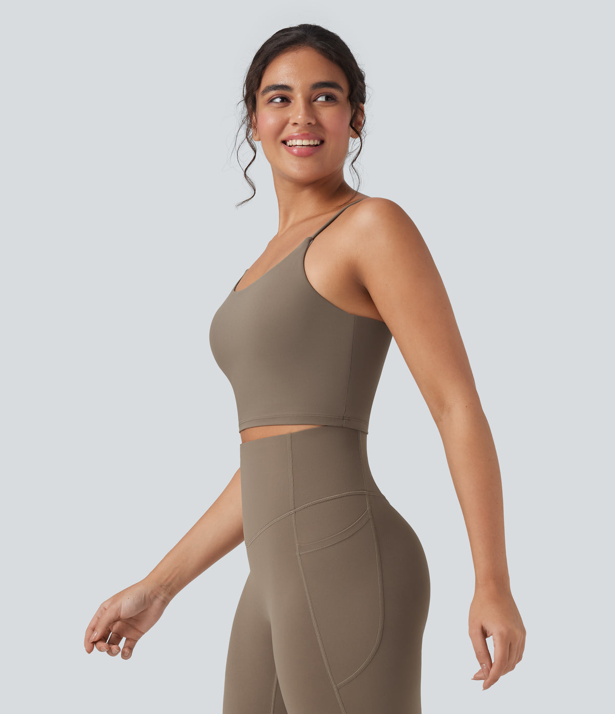 Cropped Yoga Tank Top — Dawn Brown — view 3