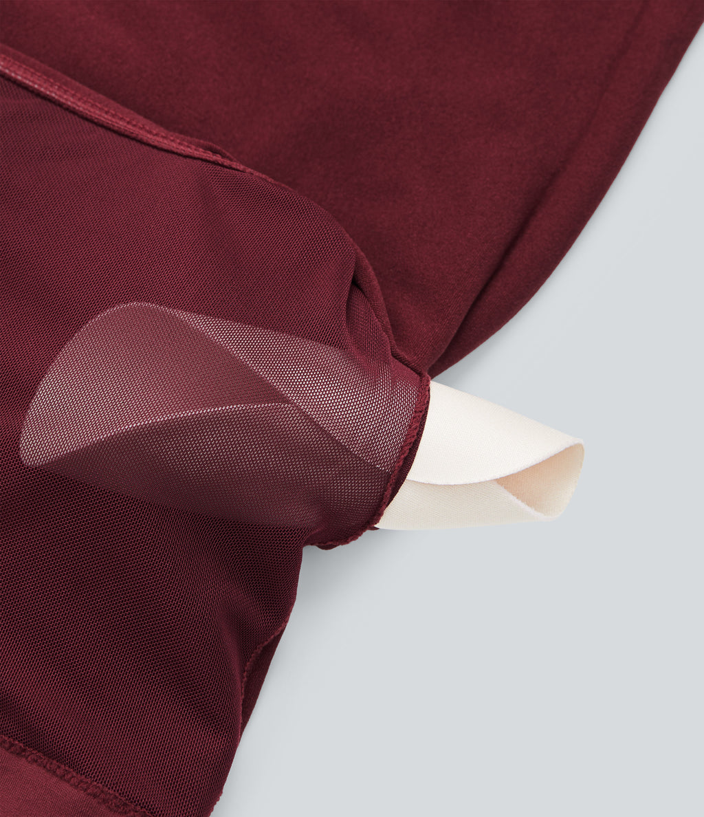 OneForm Seamless Flow Square Neck Long Sleeve 2-in-1 Yoga Sports Top — Pomegranate — view 8