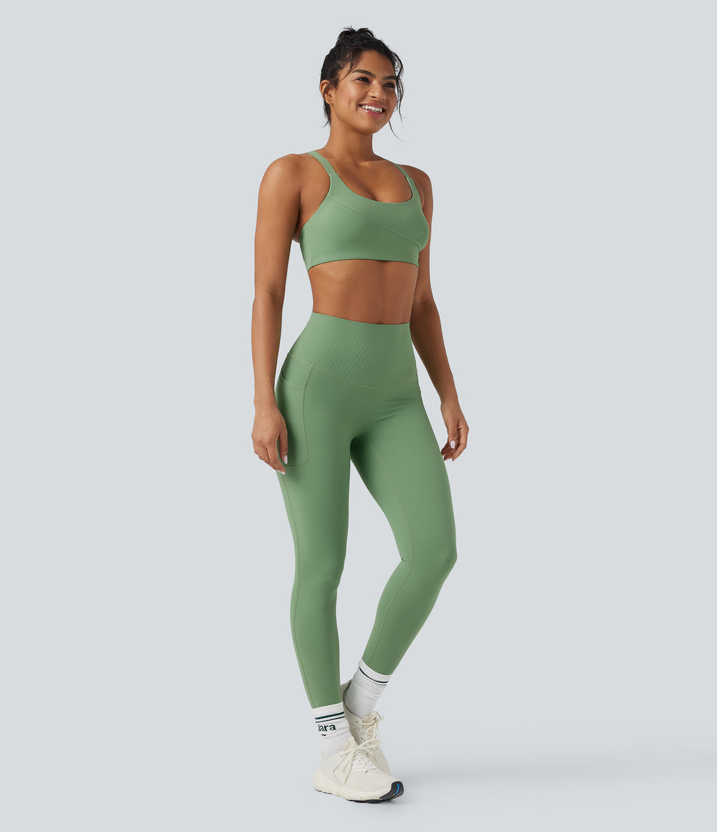 High Waisted Tummy Control Yoga 7/8 Leggings with Pockets — Kashmir — view 8