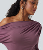 Off Shoulder Long Sleeve Maxi Mermaid Dress — Tulipwood — view 5