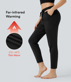 Mid Rise Drawstring Quick Dry Lounge Heathered Warming Trousers with Pockets-UPF40+ — Coal Fade — view 1