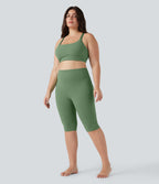 High Waisted Tummy Control Pedal Pusher Yoga Plus Size Leggings with Pockets — Kashmir — view 7