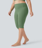 High Waisted Tummy Control Pedal Pusher Yoga Plus Size Leggings with Pockets — Kashmir — view 3