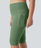 High Waisted Tummy Control Pedal Pusher Yoga Plus Size Leggings with Pockets — Kashmir — view 5