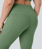 High Waisted Tummy Control Pedal Pusher Yoga Plus Size Leggings with Pockets — Kashmir — view 6