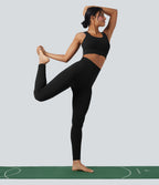 OneForm Seamless Flow Low Support U Neck Cropped Waffle Yoga Sports Bra — Black — view 6